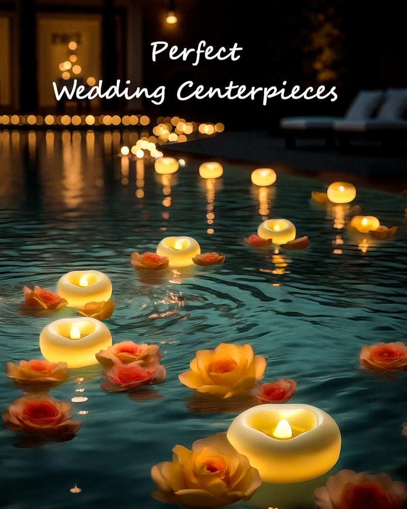 QQFCTOO 12 Pack 2.3” Flameless LED Floating Candles, Water-Activated Battery Operated Floating Candle with180+ Hours Runtime for Cylindrical Vase, Pool, Fountain - Ideal for Wedding, Party Decoration​ - Image 4